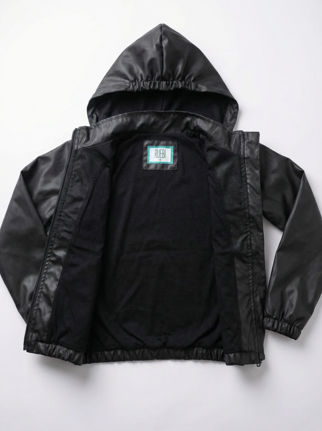 Unisex Kids Waterproof Hooded Rain Jacket – Solid Black