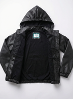 Unisex Kids Waterproof Hooded Rain Jacket – Solid Black