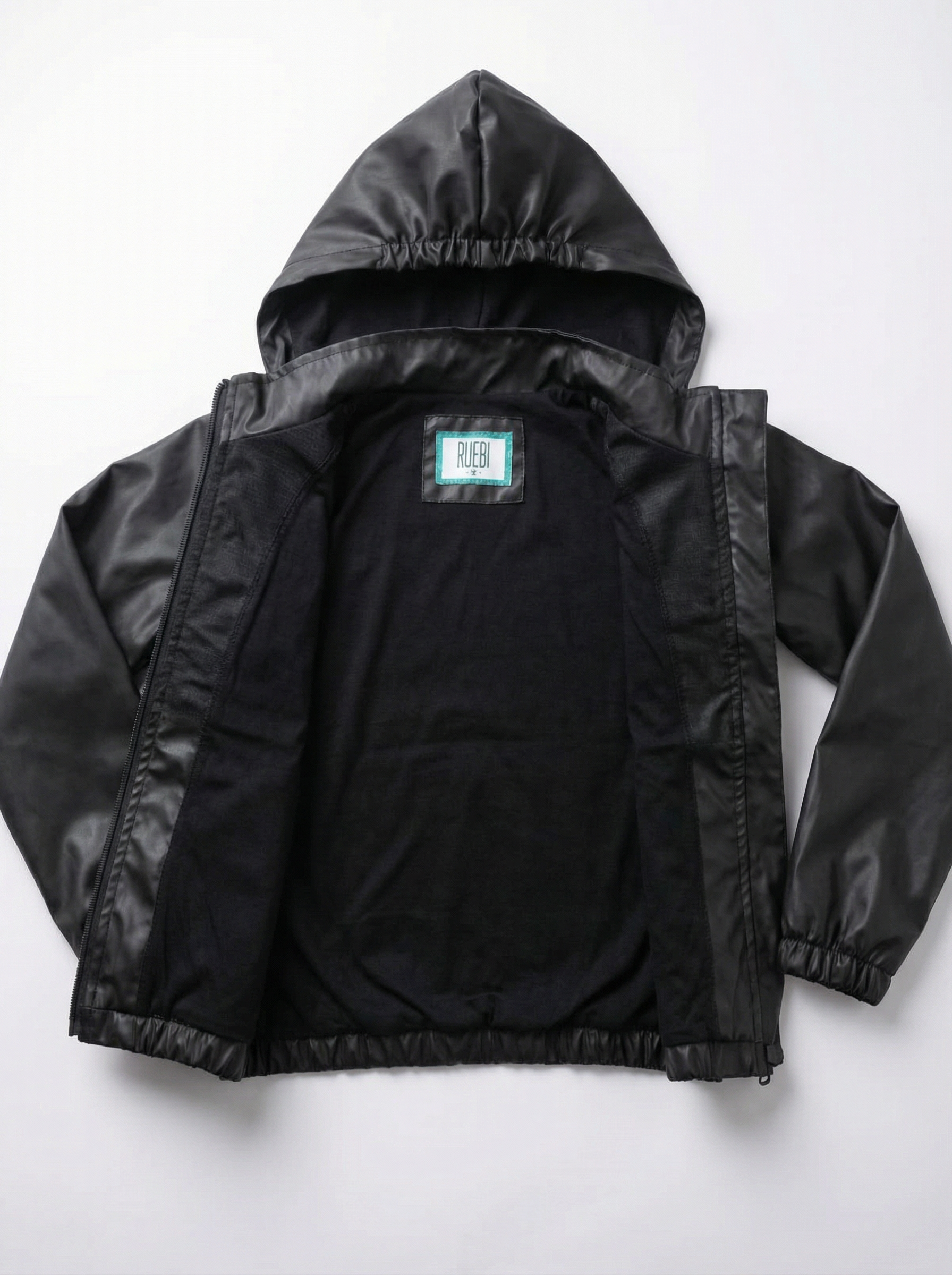 Unisex Kids Waterproof Hooded Rain Jacket – Solid Black