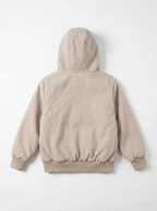 Kids Fur-Lined Hooded Jacket – Beige | Water-Resistant Lightweight Outerwear