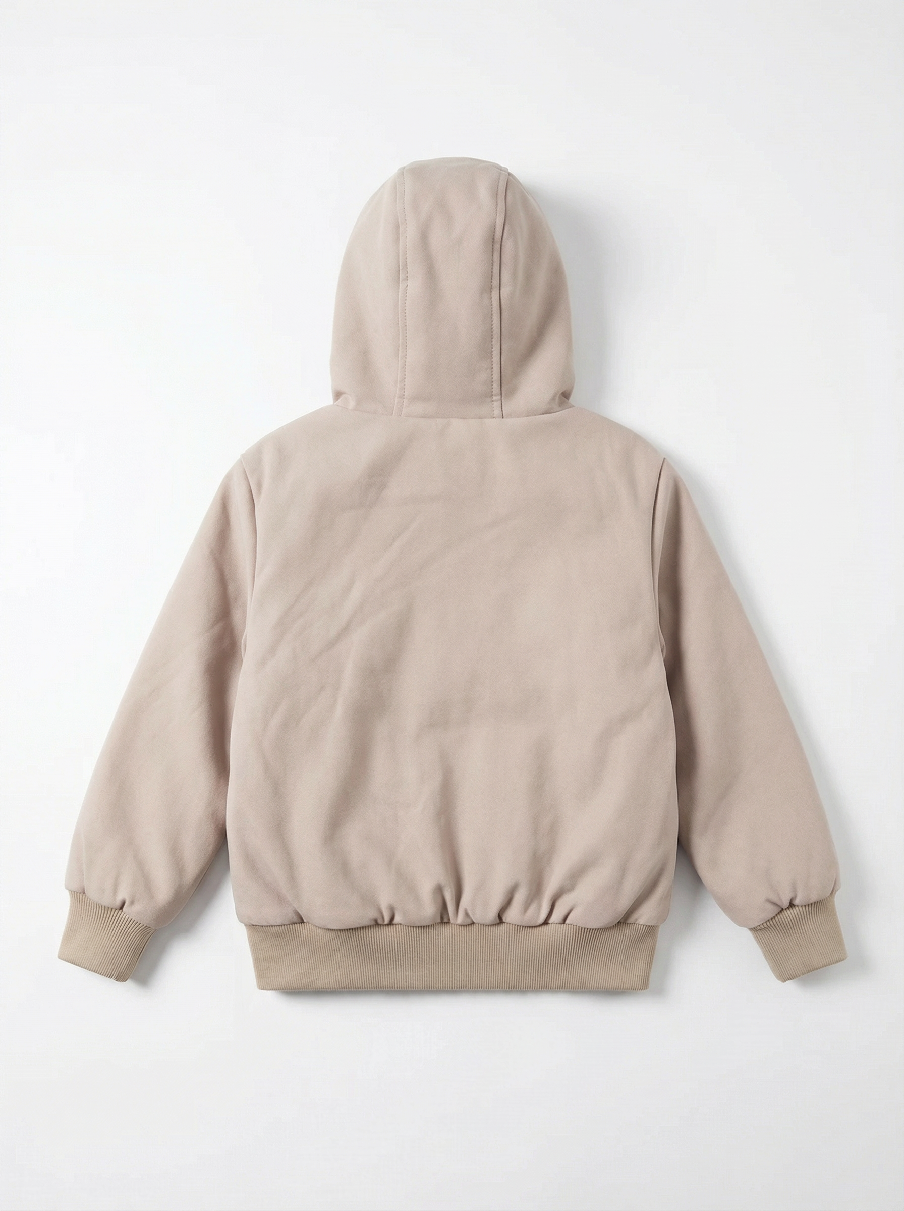Kids Fur-Lined Hooded Jacket – Beige | Water-Resistant Lightweight Outerwear