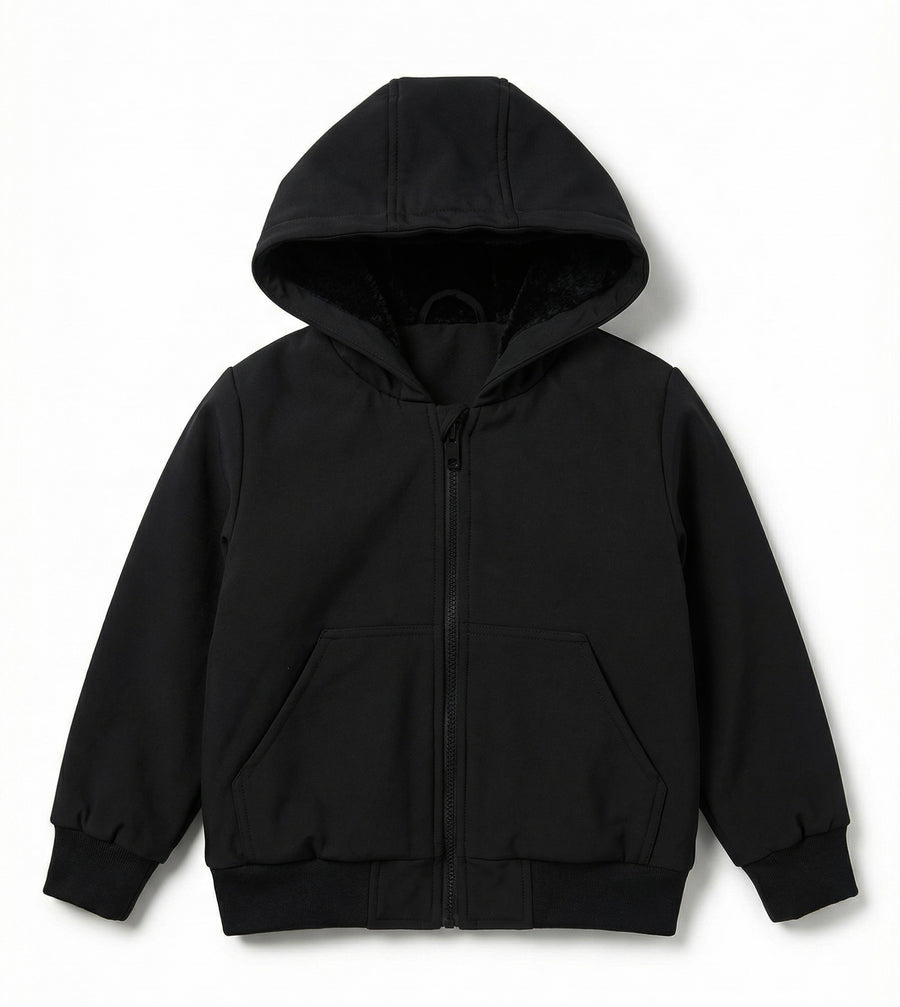 Unisex Kids Fur-Lined Hoodie Jacket – Water-Resistant Jacket