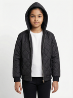 Unisex Kids Quilted Jacket with Removable Hood | Lightweight Warm Outerwear
