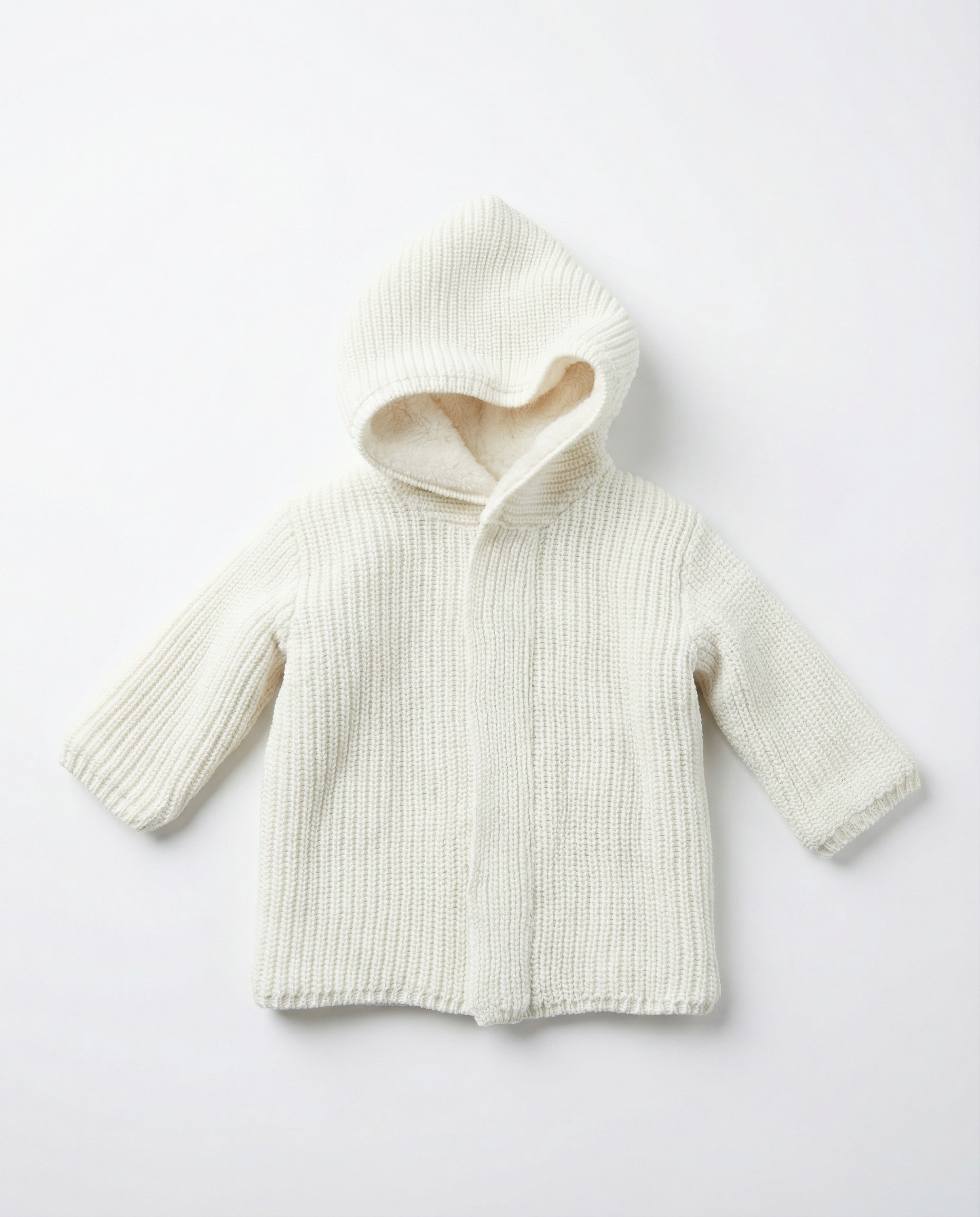 Unisex Baby Chunky Knit Hooded Jacket with Sherpa Lining