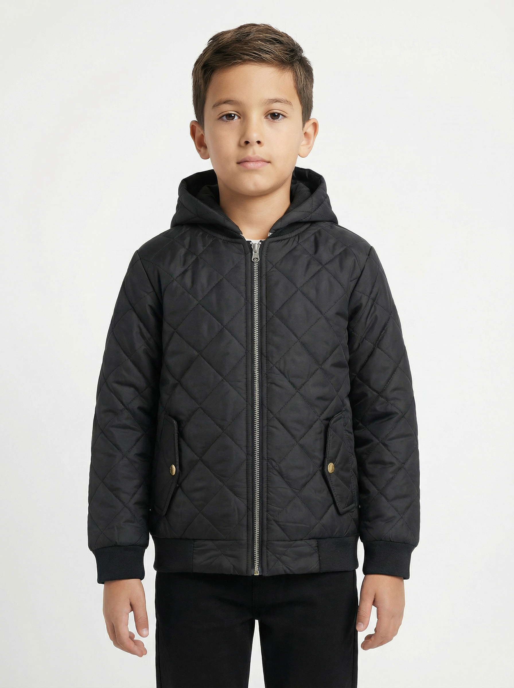 Unisex Kids Quilted Jacket with Removable Hood | Lightweight Warm Outerwear
