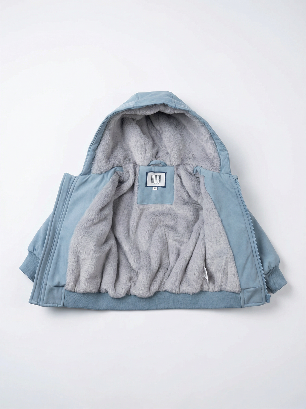 Boys Fur-Lined Hooded Jacket – Light Blue| Water-Resistant Fall & Spring Outerwear