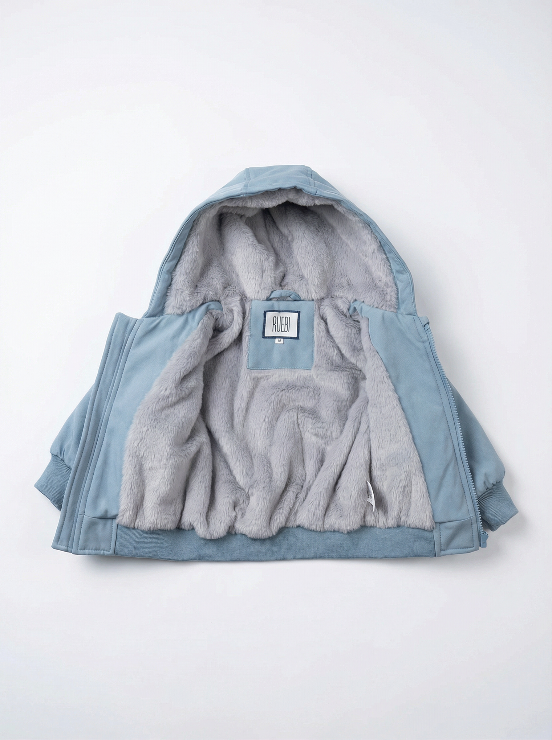 Boys Fur-Lined Hooded Jacket – Light Blue| Water-Resistant Fall & Spring Outerwear