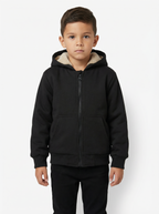 Unisex Kids Fur-Lined Hooded Jacket – Beige Faux Fur Lining | Water-Resistant Lightweight Jacket