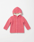 Baby Girl Chunky Knit Hooded Jacket with Sherpa Lining
