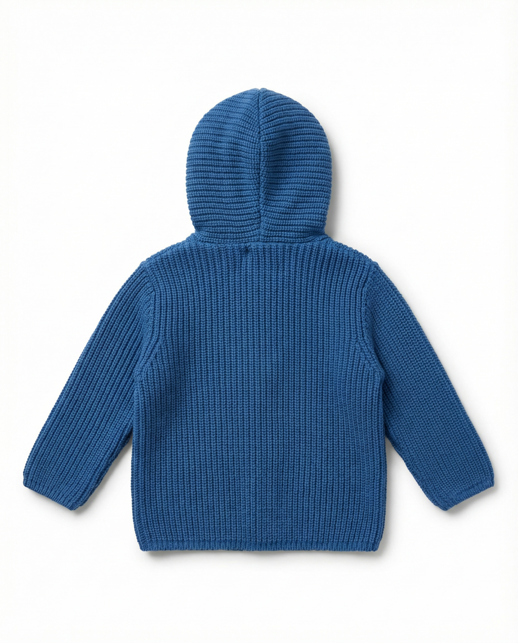 Baby Boy Chunky Knit Hooded Jacket with Sherpa Lining Teal Blue
