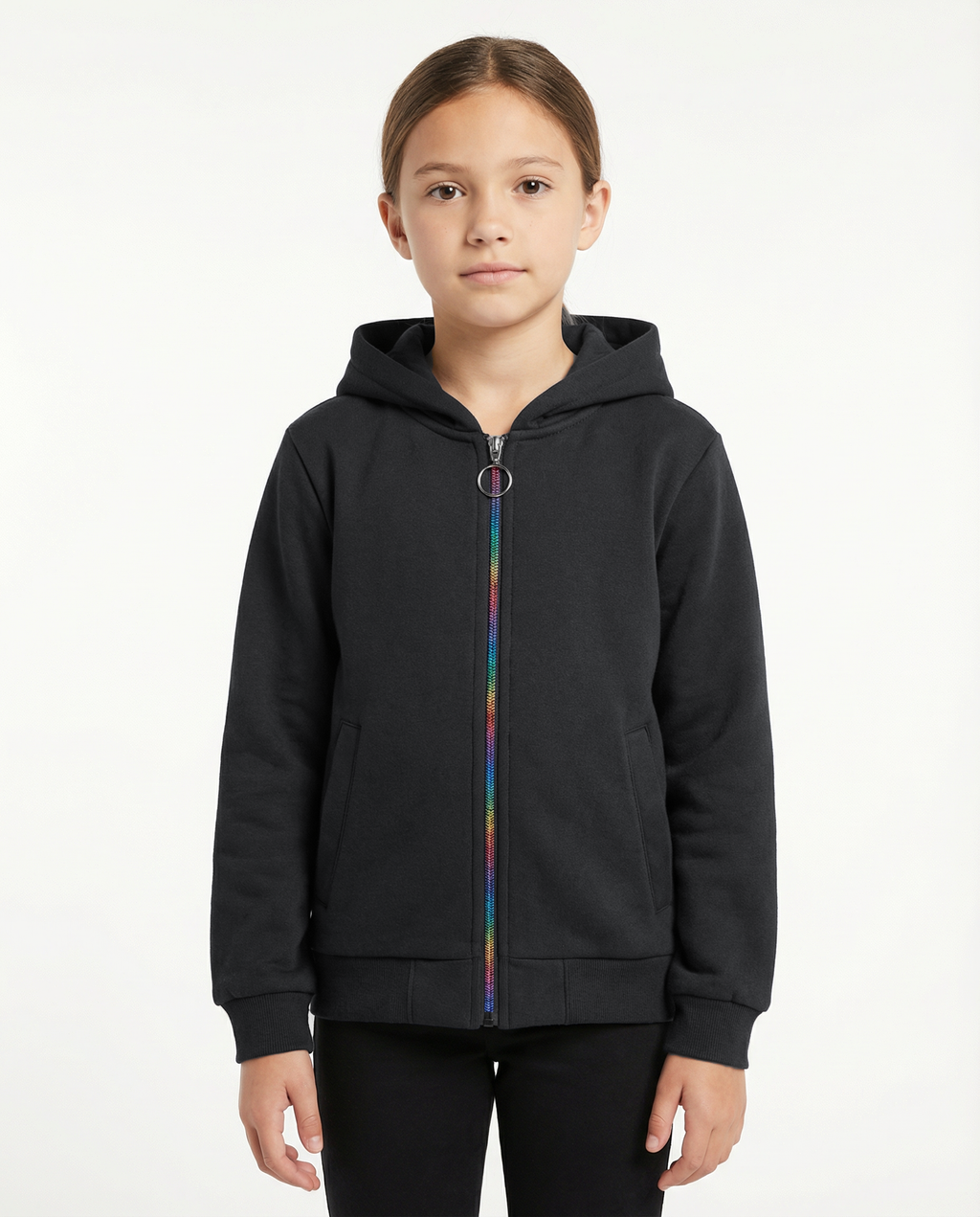 Unisex Kids Rainbow Zip Hoodie Jacket | Water resistant Lightweight
