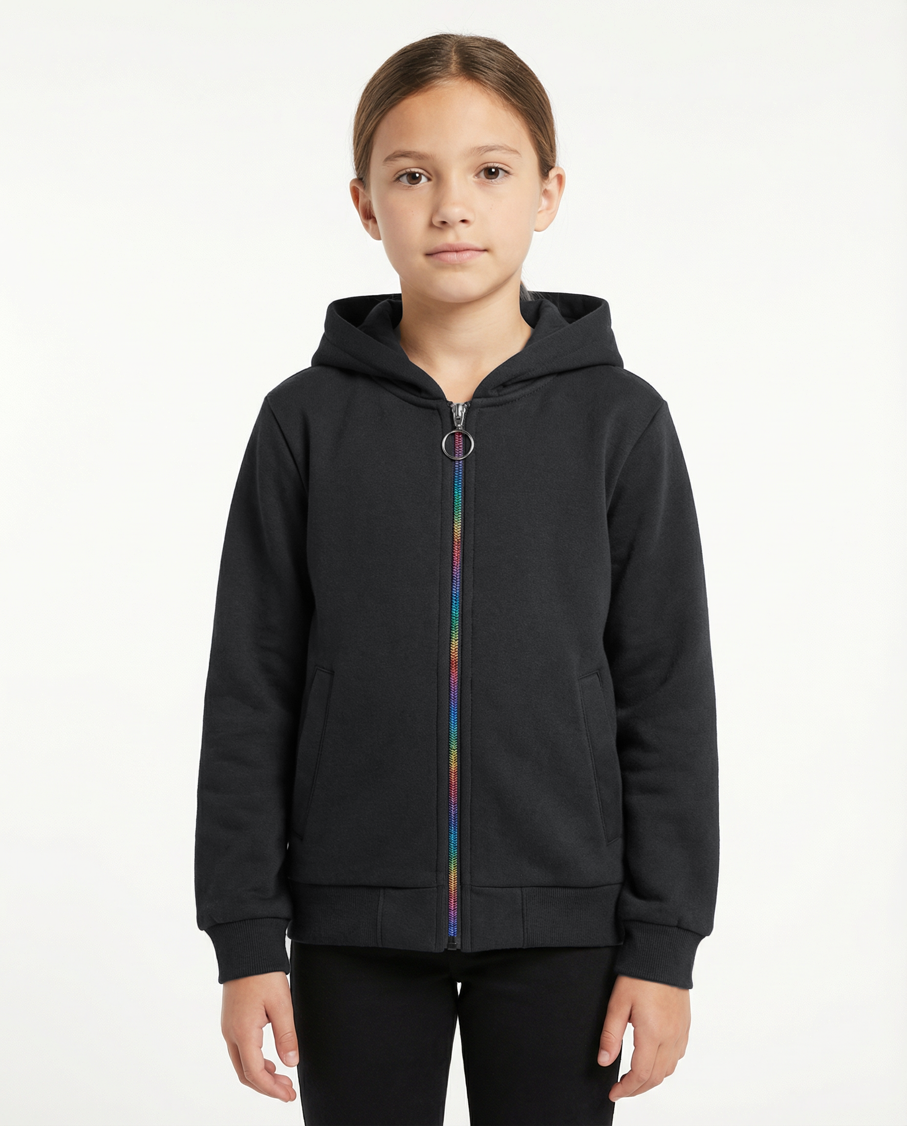 Unisex Kids Rainbow Zip Hoodie Jacket | Water resistant Lightweight