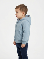 Boys Fur-Lined Hooded Jacket – Light Blue| Water-Resistant Fall & Spring Outerwear