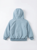 Boys Fur-Lined Hooded Jacket – Light Blue| Water-Resistant Fall & Spring Outerwear