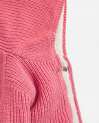 Baby Girl Chunky Knit Hooded Jacket with Sherpa Lining