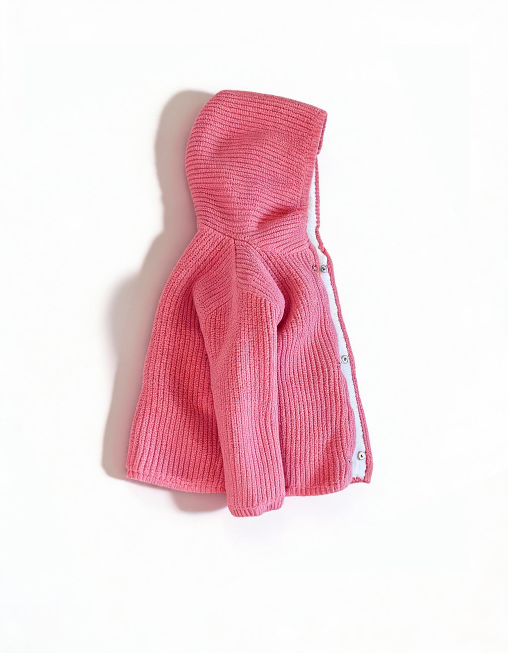 Baby Girl Chunky Knit Hooded Jacket with Sherpa Lining