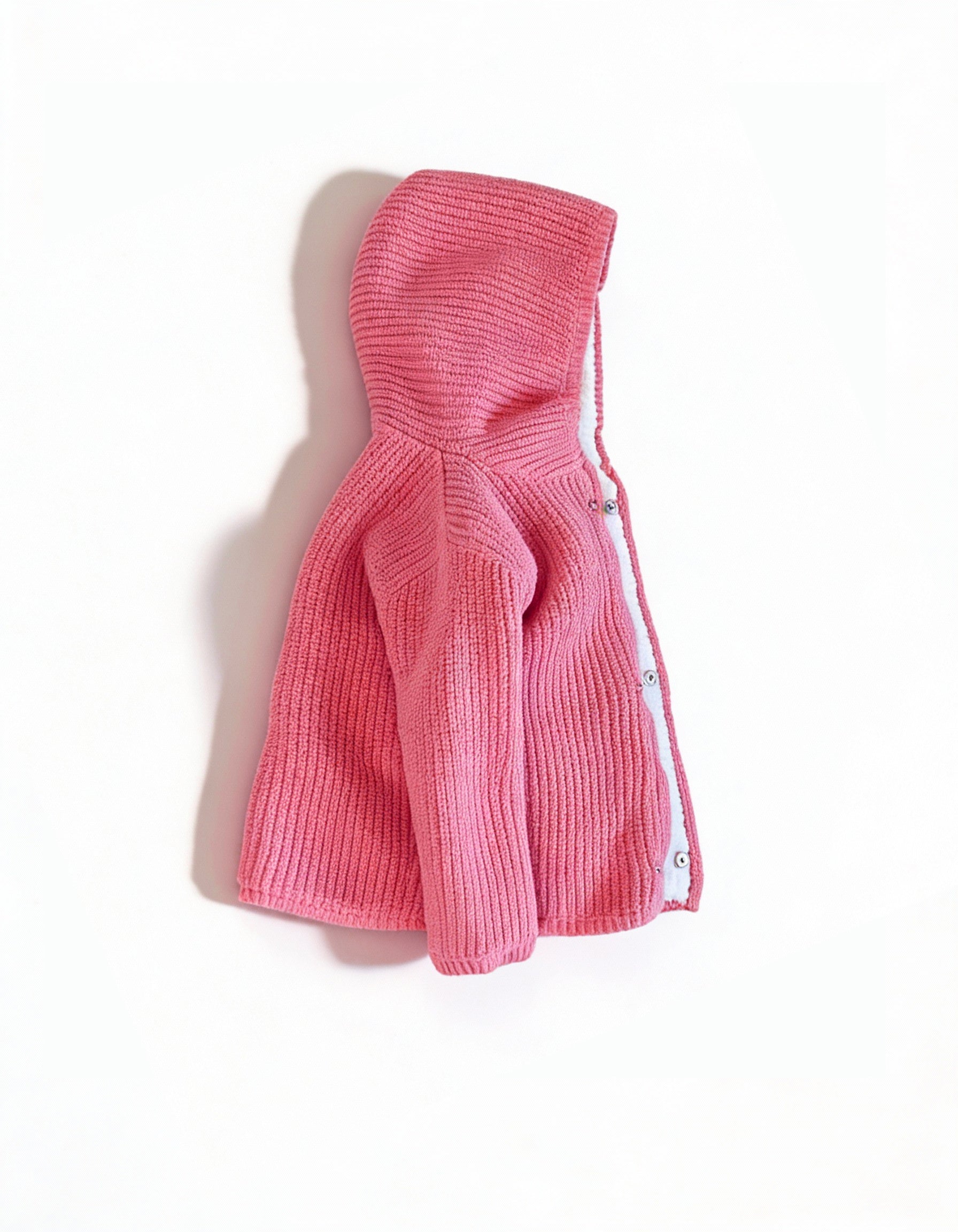 Baby Girl Chunky Knit Hooded Jacket with Sherpa Lining