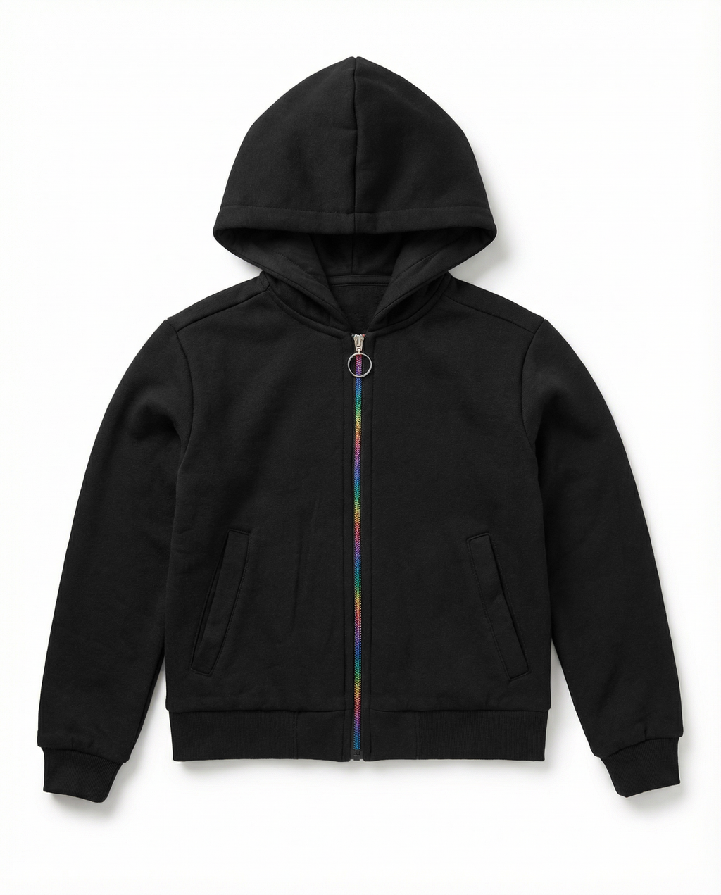 Unisex Kids Rainbow Zip Hoodie Jacket | Water resistant Lightweight