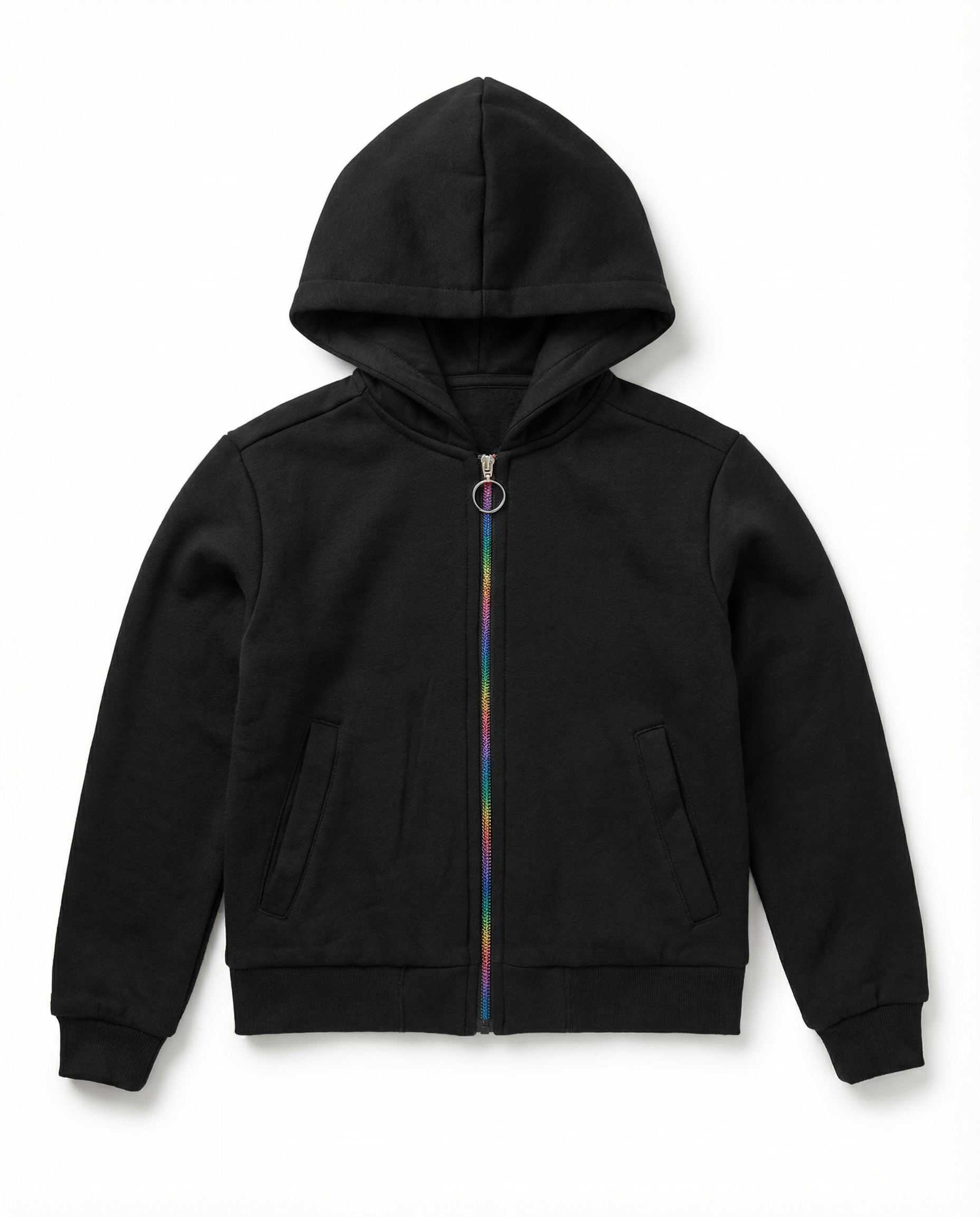 Unisex Kids Rainbow Zip Hoodie Jacket | Water resistant Lightweight