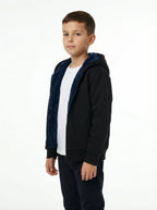 Unisex Kids Fur-Lined Hooded Jacket – Navy Faux Fur Lining | Water-Resistant Lightweight Jacket
