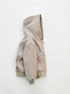 Kids Fur-Lined Hooded Jacket – Beige | Water-Resistant Lightweight Outerwear