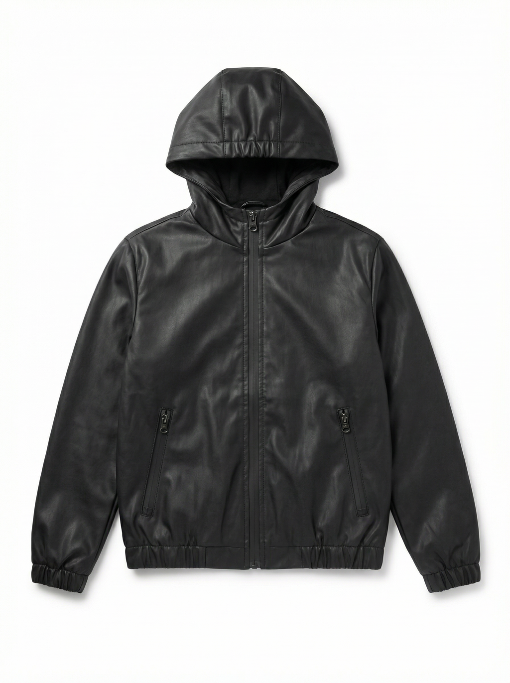 Unisex Kids Waterproof Hooded Rain Jacket – Solid Black