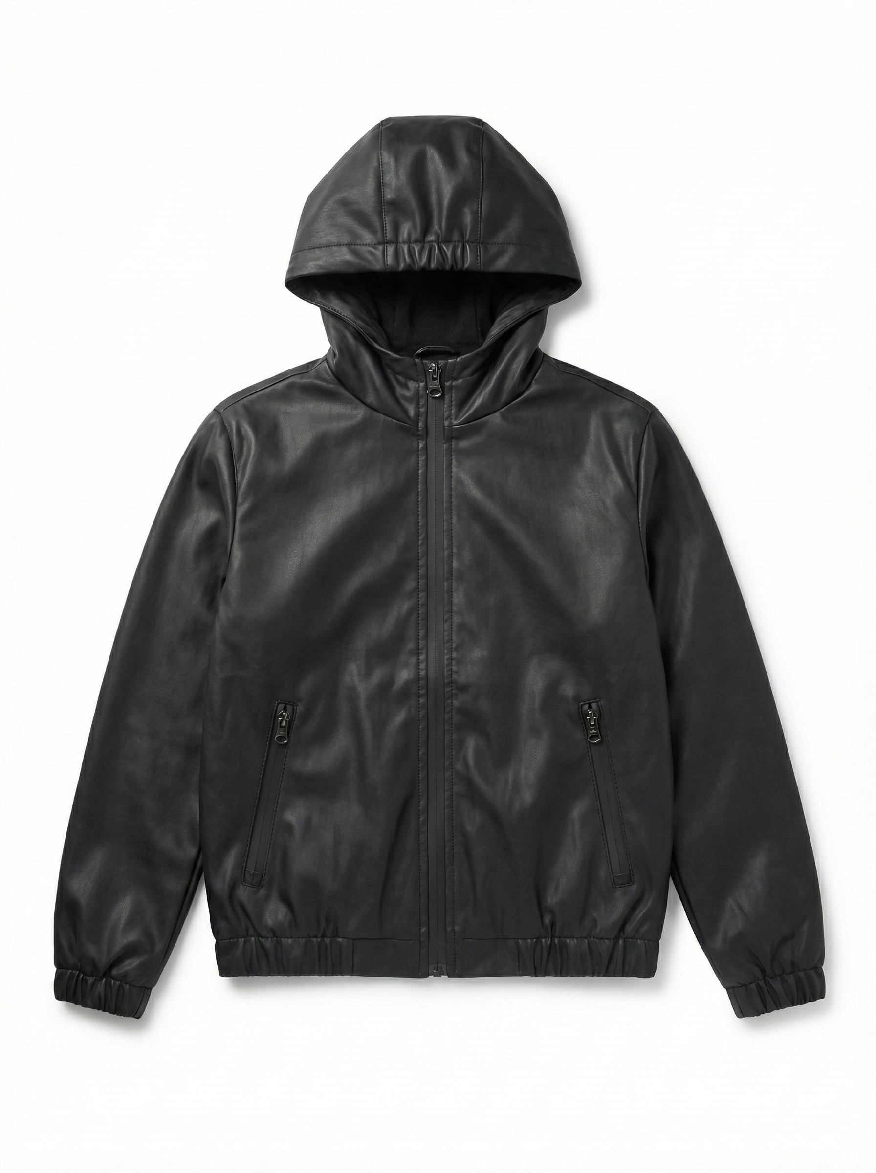Unisex Kids Waterproof Hooded Rain Jacket – Solid Black