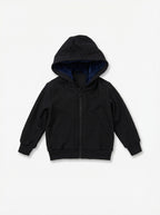 Unisex Kids Fur-Lined Hooded Jacket – Navy Faux Fur Lining | Water-Resistant Lightweight Jacket