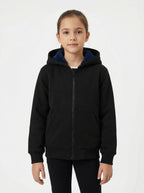 Unisex Kids Fur-Lined Hooded Jacket – Navy Faux Fur Lining | Water-Resistant Lightweight Jacket