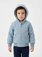 Boys Fur-Lined Hooded Jacket – Light Blue| Water-Resistant Fall & Spring Outerwear