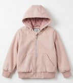 Girls Fur-Lined Hooded Jacket – Pink | Water-Resistant Fall & Spring Outerwear