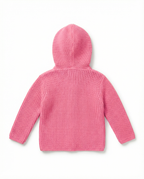 Baby Girl Chunky Knit Hooded Jacket with Sherpa Lining