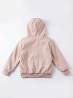 Girls Fur-Lined Hooded Jacket – Pink | Water-Resistant Fall & Spring Outerwear