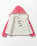 Baby Girl Chunky Knit Hooded Jacket with Sherpa Lining