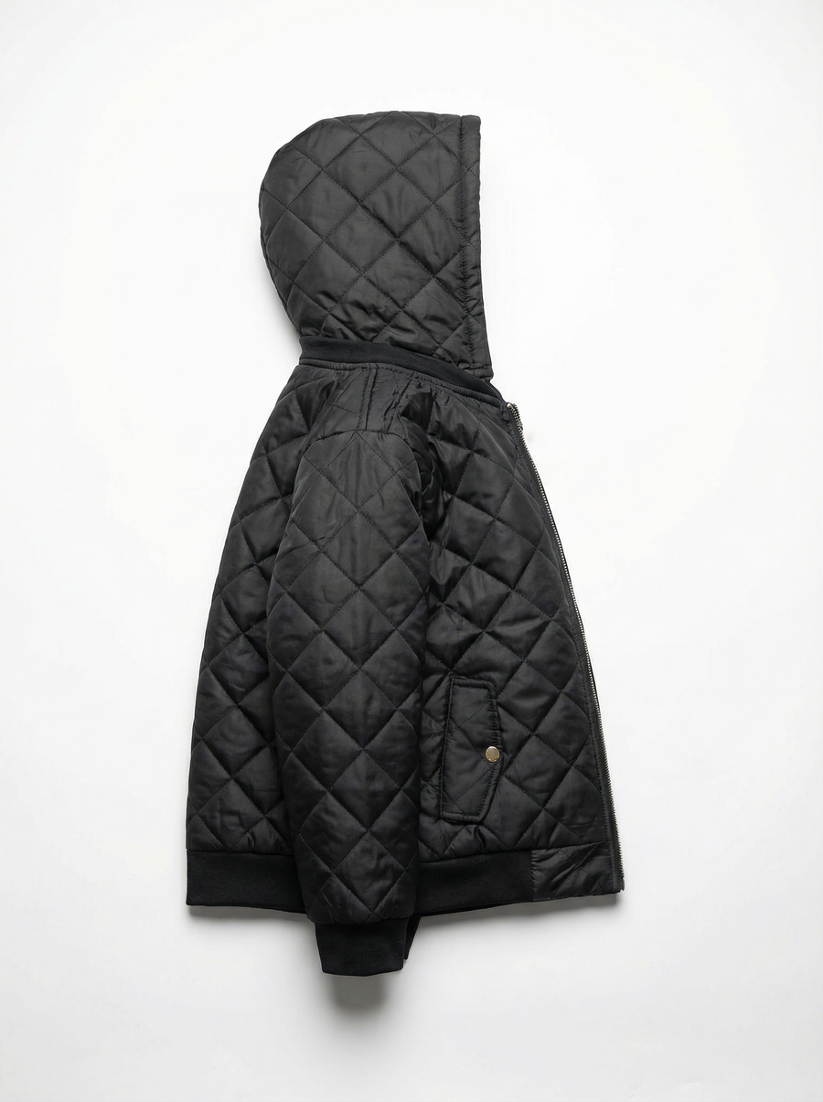 Unisex Kids Quilted Jacket with Removable Hood | Lightweight Warm Outerwear