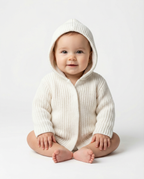 Unisex Baby Chunky Knit Hooded Jacket with Sherpa Lining