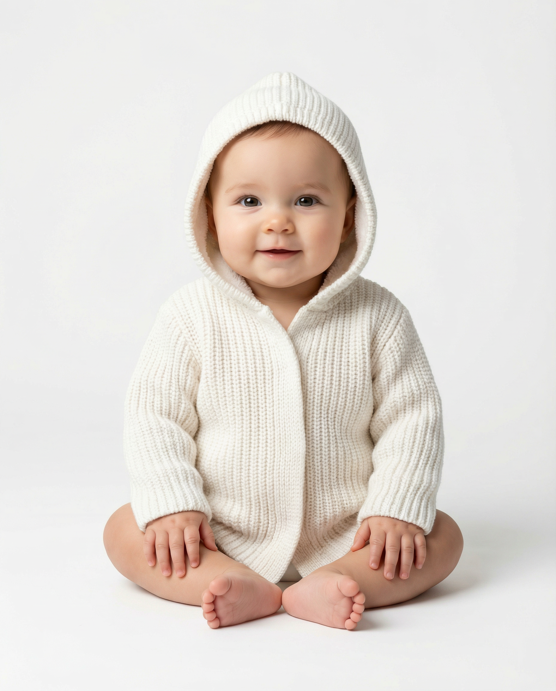 Unisex Baby Chunky Knit Hooded Jacket with Sherpa Lining