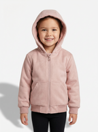 Girls Fur-Lined Hooded Jacket – Pink | Water-Resistant Fall & Spring Outerwear