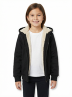 Unisex Kids Fur-Lined Hooded Jacket – Beige Faux Fur Lining | Water-Resistant Lightweight Jacket