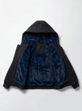 Unisex Kids Fur-Lined Hooded Jacket – Navy Faux Fur Lining | Water-Resistant Lightweight Jacket