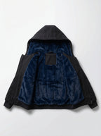 Unisex Kids Fur-Lined Hooded Jacket – Navy Faux Fur Lining | Water-Resistant Lightweight Jacket